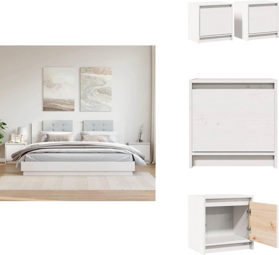 VidaXL Nachtkastje Nachtkastjes Nacht Kastje Nacht Kastjes Nachtkastjes 2 st 40x30 5x40 cm massief grenenhout wit