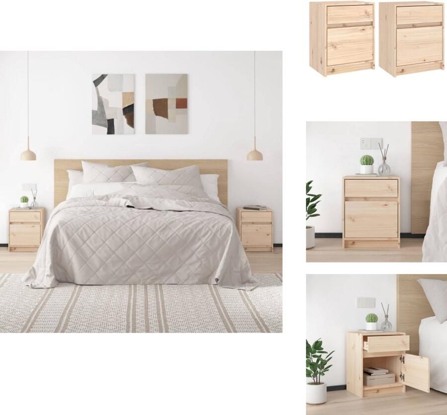 VidaXL Nachtkastje Nachtkastjes Nacht Kastje Nacht Kastjes Nachtkastjes 2 st 50x34x50 cm massief grenenhout