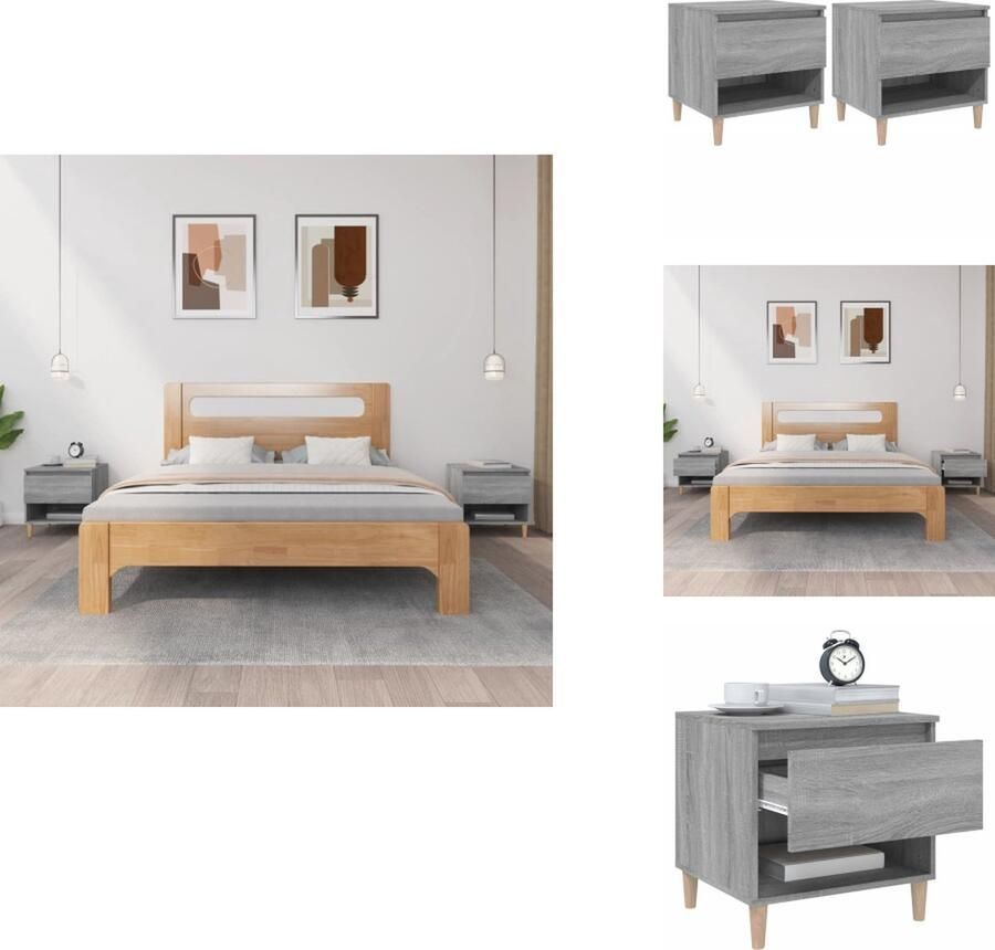 VidaXL Nachtkastje Nachtkastjes Nacht Kastje Nacht Kastjes Nachtkastjes 2 st 50x46x50 cm bewerkt hout grijs sonoma eiken