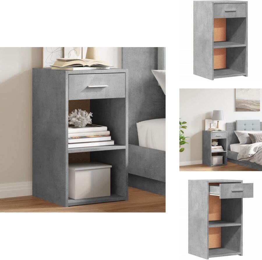 VidaXL Nachtkastje Nachtkastjes Nacht Kastje Nachtkastje 35x34x65 cm bewerkt hout betongrijs