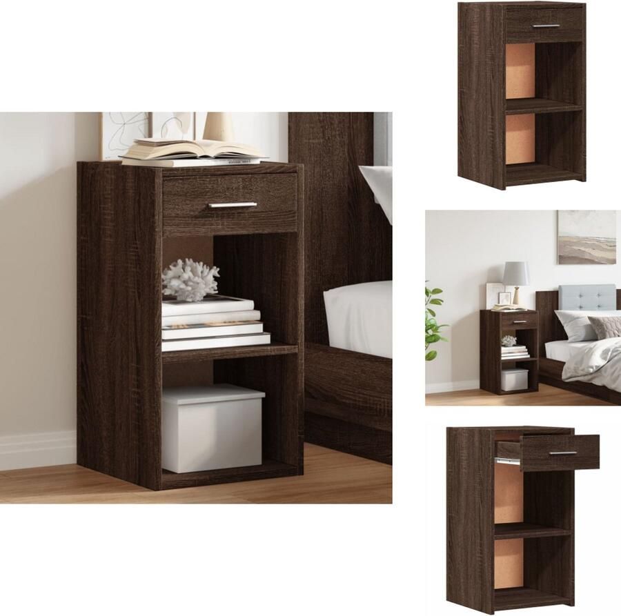 VidaXL Nachtkastje Nachtkastjes Nacht Kastje Nachtkastje 35x34x65 cm bewerkt hout bruin eikenkleurig