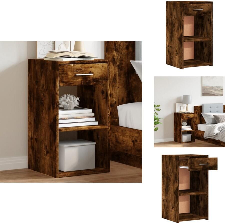 VidaXL Nachtkastje Nachtkastjes Nacht Kastje Nachtkastje 35x34x65 cm bewerkt hout gerookt eikenkleurig