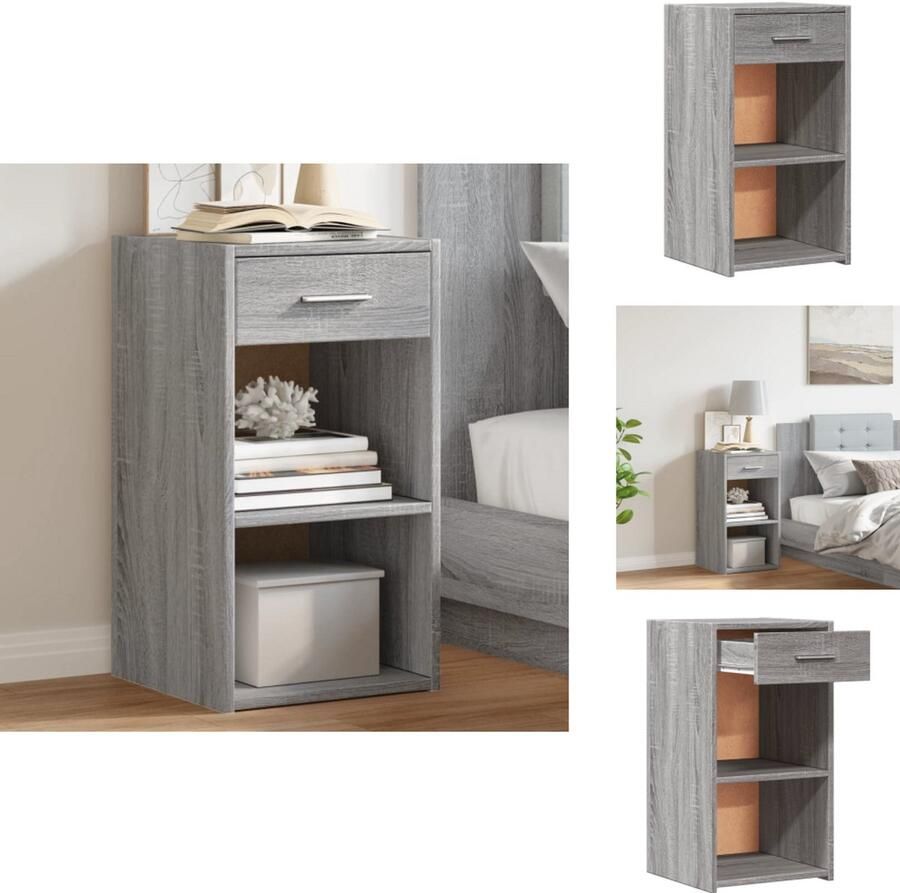 VidaXL Nachtkastje Nachtkastjes Nacht Kastje Nachtkastje 35x34x65 cm bewerkt hout grijs sonoma eikenkleurig