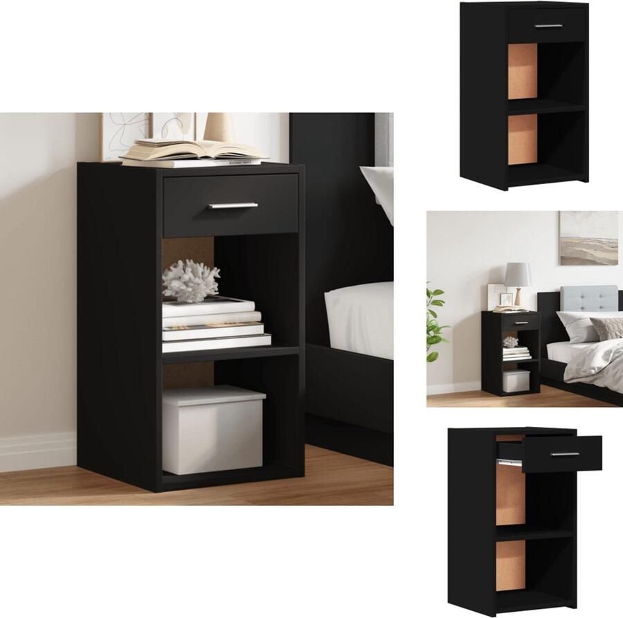 VidaXL Nachtkastje Nachtkastjes Nacht Kastje Nachtkastje 35x34x65 cm bewerkt hout zwart
