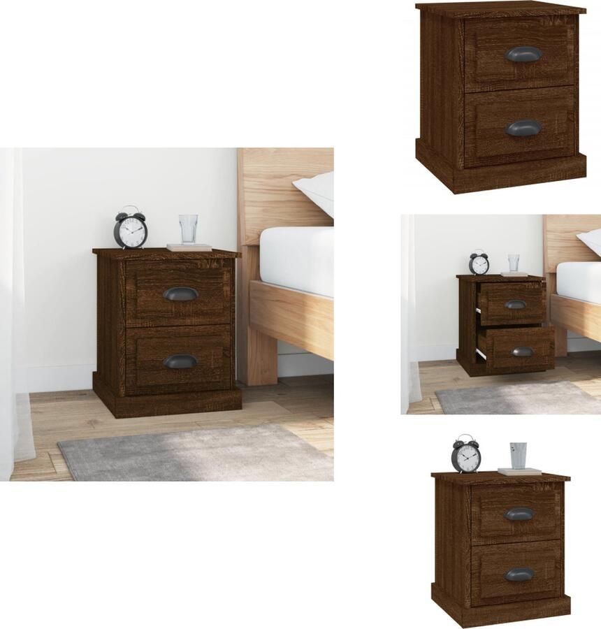 VidaXL Nachtkastje Nachtkastjes Nacht Kastje Nachtkastje 39x39x47-5 cm bewerkt hout bruineikenkleurig