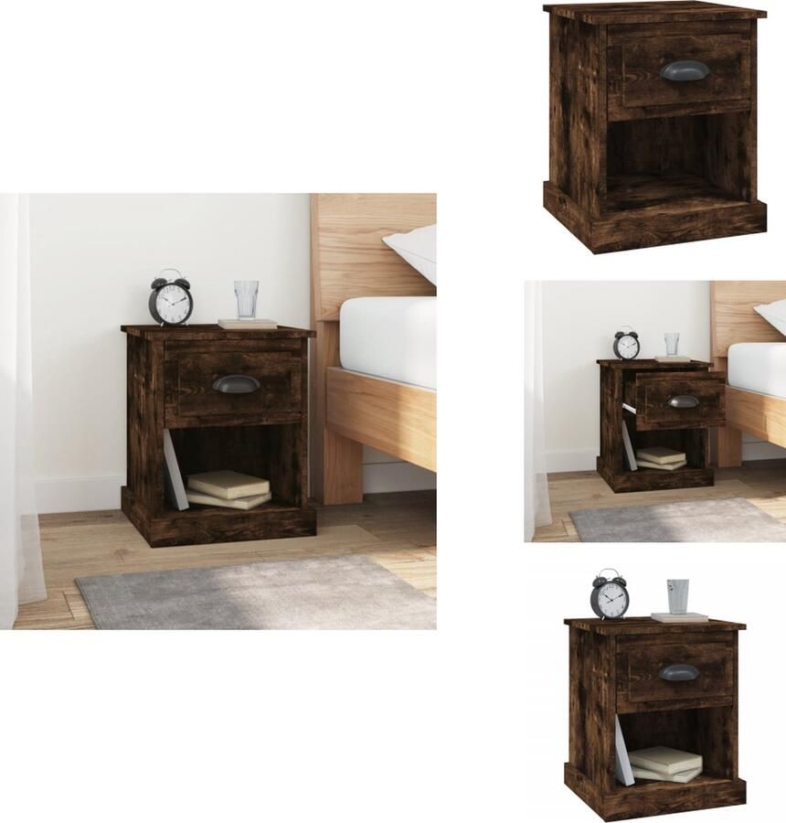 VidaXL Nachtkastje Nachtkastjes Nacht Kastje Nachtkastje 39x39x47 5 cm bewerkt hout gerookt eiken