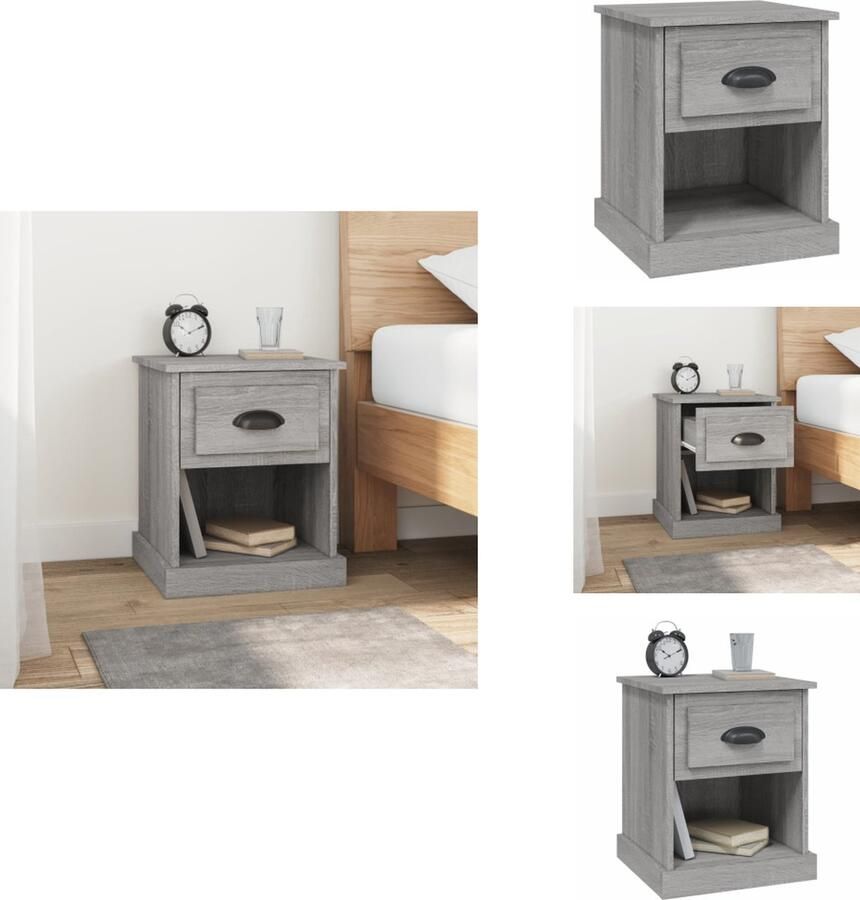 VidaXL Nachtkastje Nachtkastjes Nacht Kastje Nachtkastje 39x39x47 5 cm bewerkt hout grijs sonoma eikenkleur