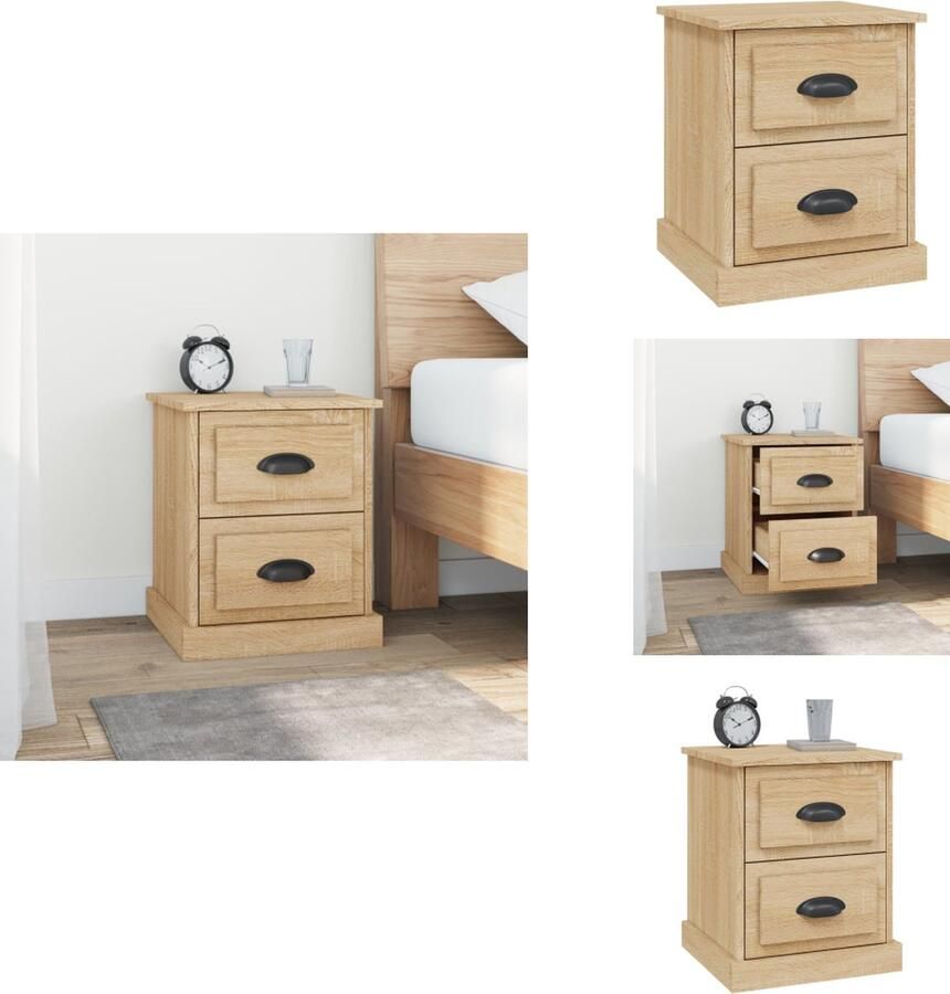 VidaXL Nachtkastje Nachtkastjes Nacht Kastje Nachtkastje 39x39x47 5 cm bewerkt hout sonoma eikenkleurig