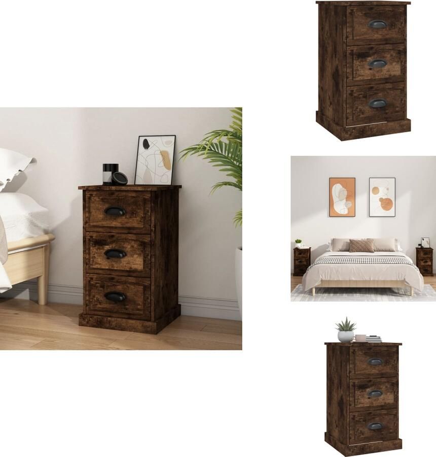 VidaXL Nachtkastje Nachtkastjes Nacht Kastje Nachtkastje 39x39x67 cm bewerkt hout gerookt eikenkleurig