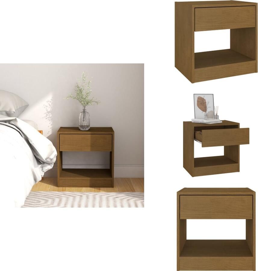 VidaXL Nachtkastje Nachtkastjes Nacht Kastje Nachtkastje 40x31x40 cm massief grenenhout honingbruin