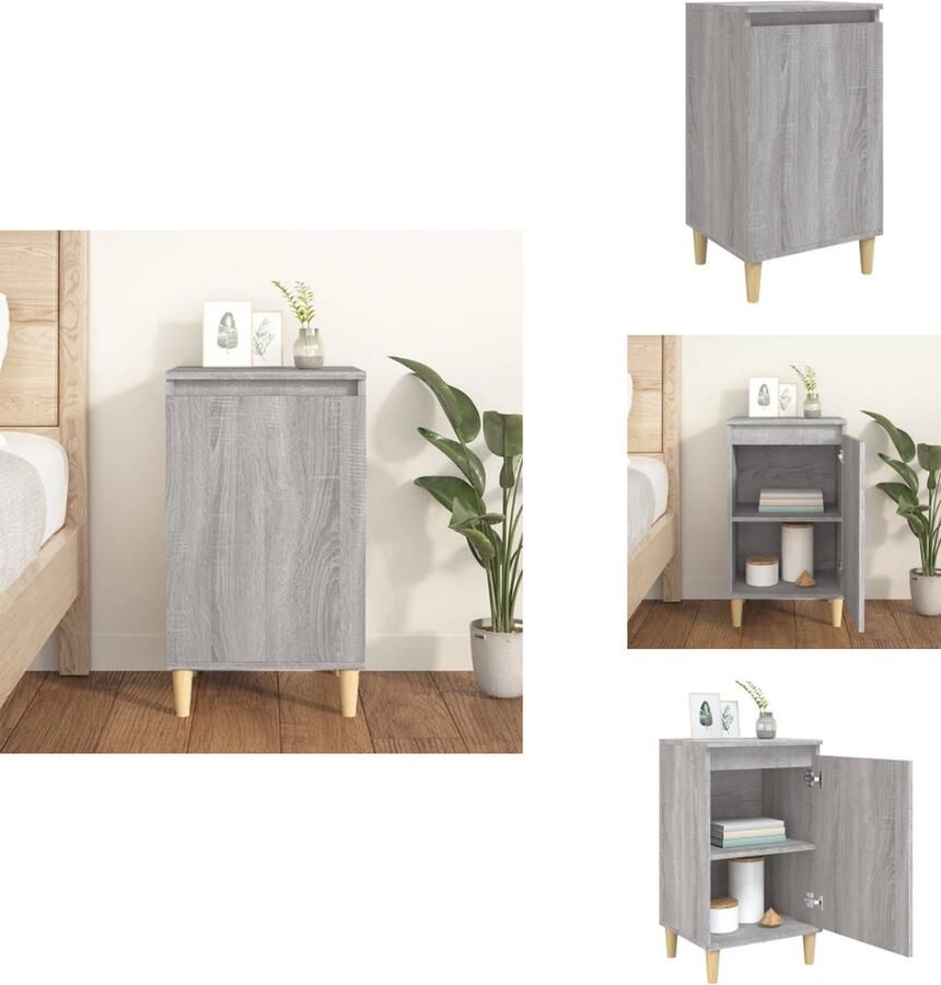 VidaXL Nachtkastje Nachtkastjes Nacht Kastje Nachtkastje 40x35x70 cm bewerkt hout grijs sonoma eikenkleurig - Foto 2