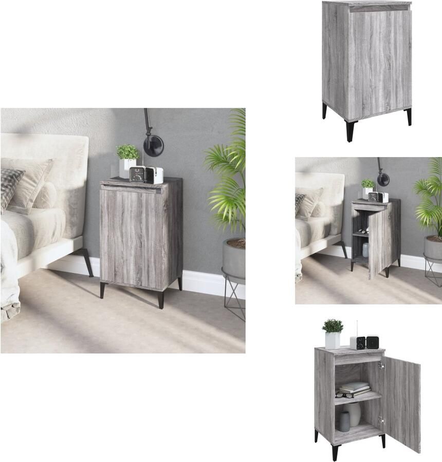 VidaXL Nachtkastje Nachtkastjes Nacht Kastje Nachtkastje 40x35x70 cm bewerkt hout grijs sonoma eikenkleurig