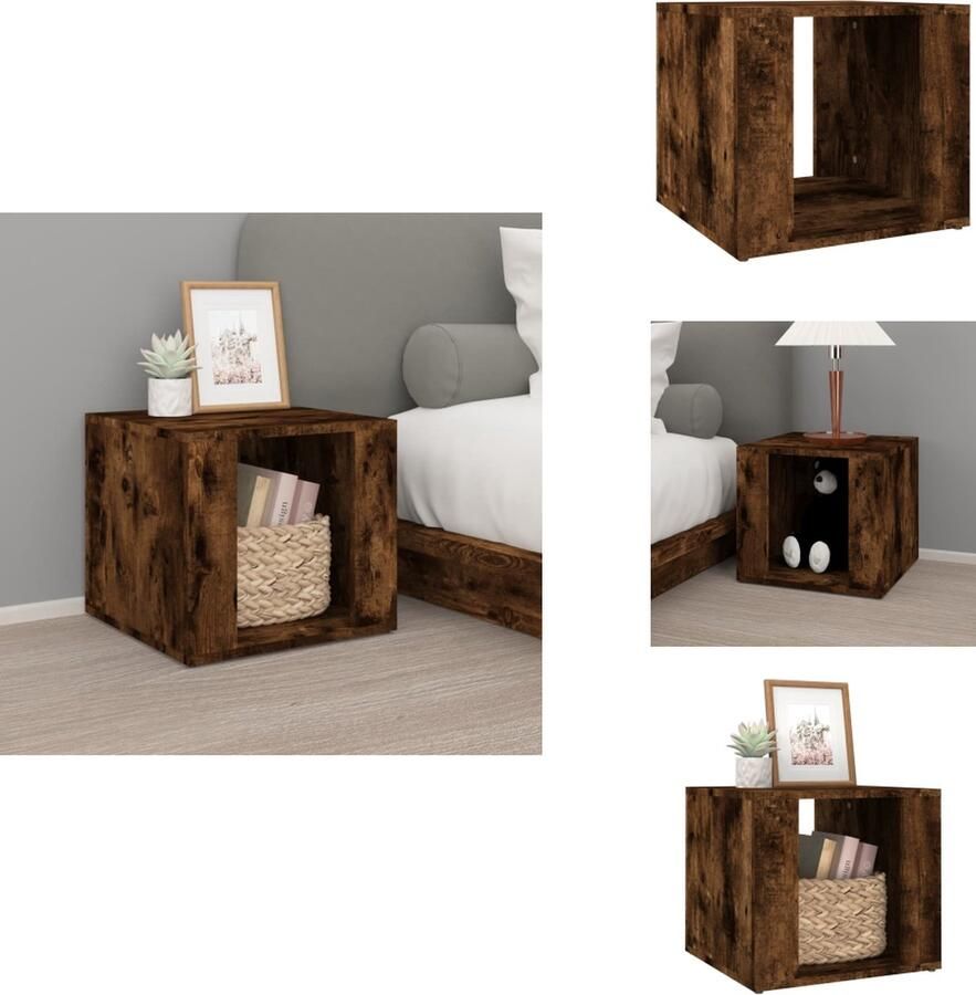 VidaXL Nachtkastje Nachtkastjes Nacht Kastje Nachtkastje 41x40x36 cm bewerkt hout gerookt eikenkleurig