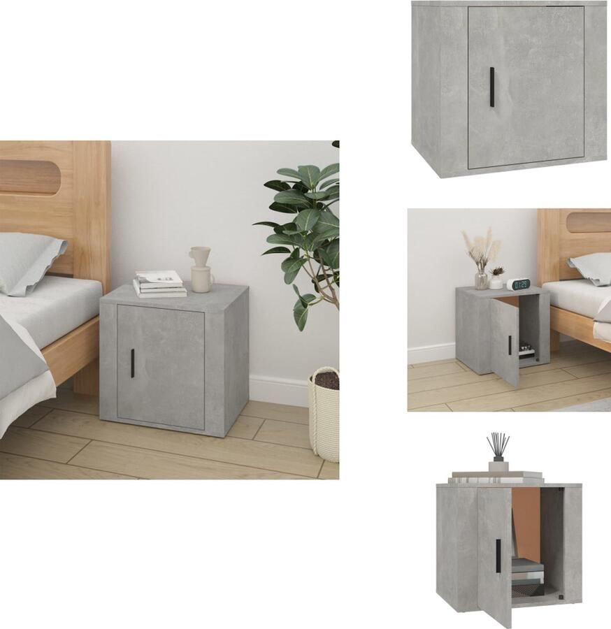 VidaXL Nachtkastje Betongrijs Elegant Meubels 50x39x47 cm Sterk en vochtbestendig Kast