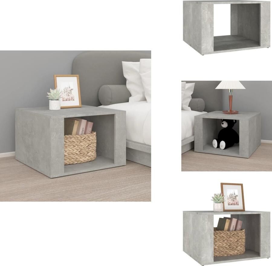 VidaXL Nachtkastje Nachtkastjes Nacht Kastje Nachtkastje 57x55x36 cm bewerkt hout betongrijs