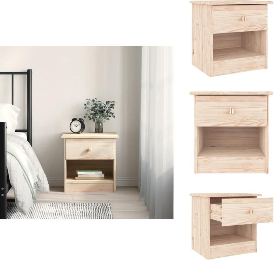 VidaXL Nachtkastje Nachtkastjes Nacht Kastje Nachtkastje ALTA 41x35x41 cm massief grenenhout - Foto 2