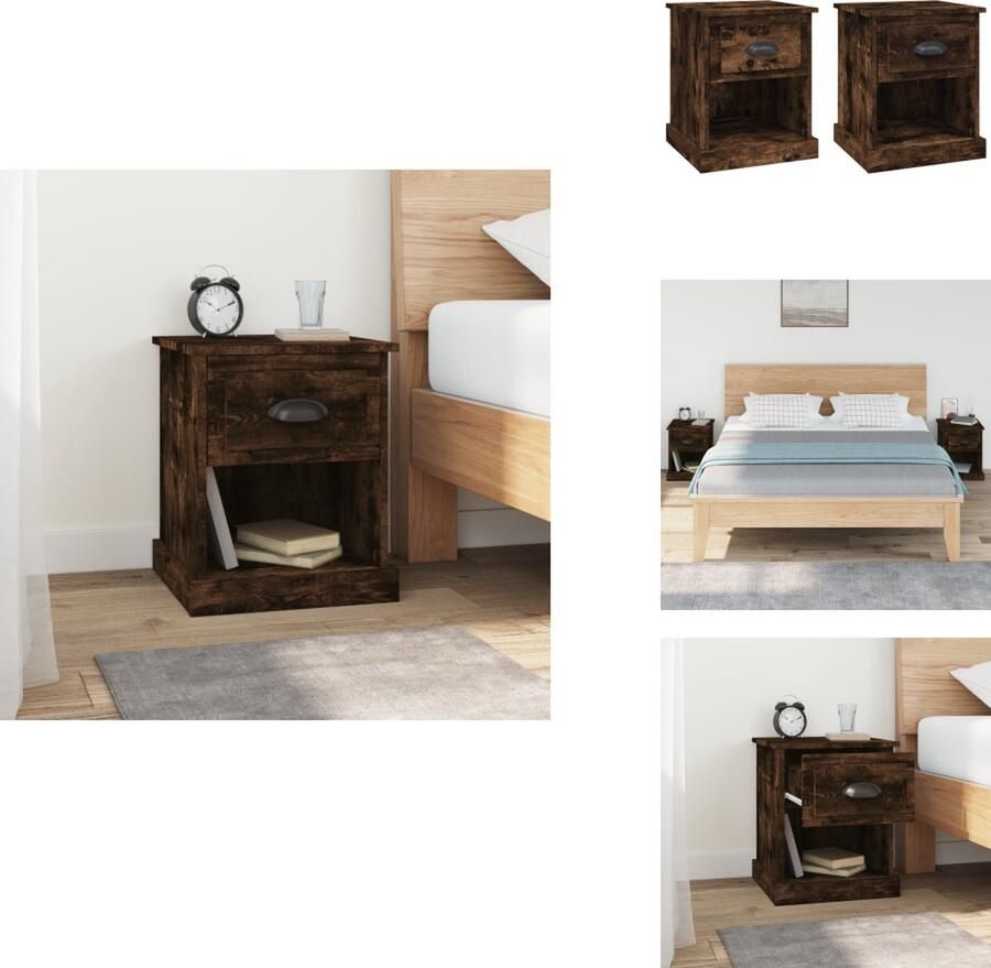 VidaXL Nachtkastjes Trendy Nachtkastjes Afmetingen- 39 x 39 x 47.5 cm Kleur- Gerookt eiken Ken- Duurzaam en multifunctioneel Kast