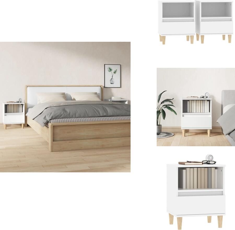 VidaXL Nachtkastje Nachtkastjes Nacht Kastje Nachtkastjes 2 st 40x35x50 cm wit