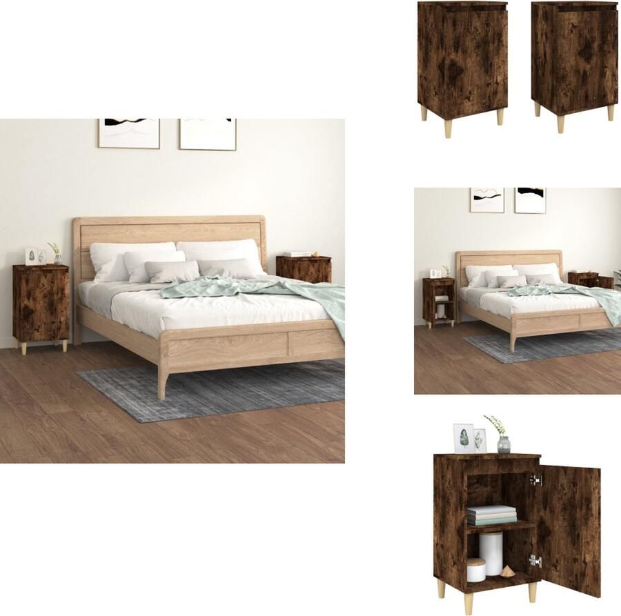 VidaXL Nachtkastje Nachtkastjes Nacht Kastje Nachtkastjes 2 st 40x35x70 cm bewerkt hout gerookt eikenkleurig