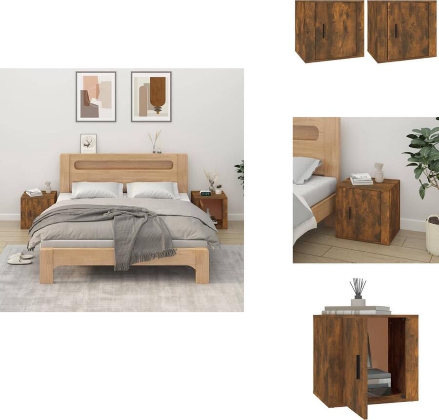 VidaXL Nachtkastje Nachtkastjes Nacht Kastje Nachtkastjes 2 st 50x39x47 cm gerookt eikenkleurig