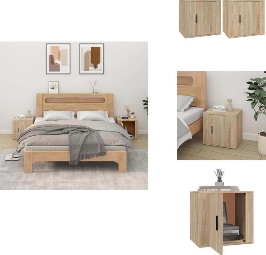 VidaXL Nachtkastje Nachtkastjes Nacht Kastje Nachtkastjes 2 st 50x39x47 cm sonoma eikenkleurig