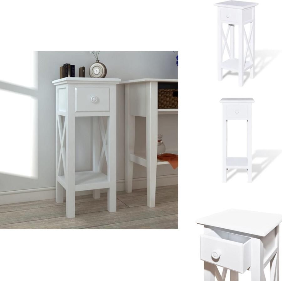 VidaXL Nachtkastje Nachtkastjes Nachtkast Nachtkasten Bijzettafeltje met lade wit