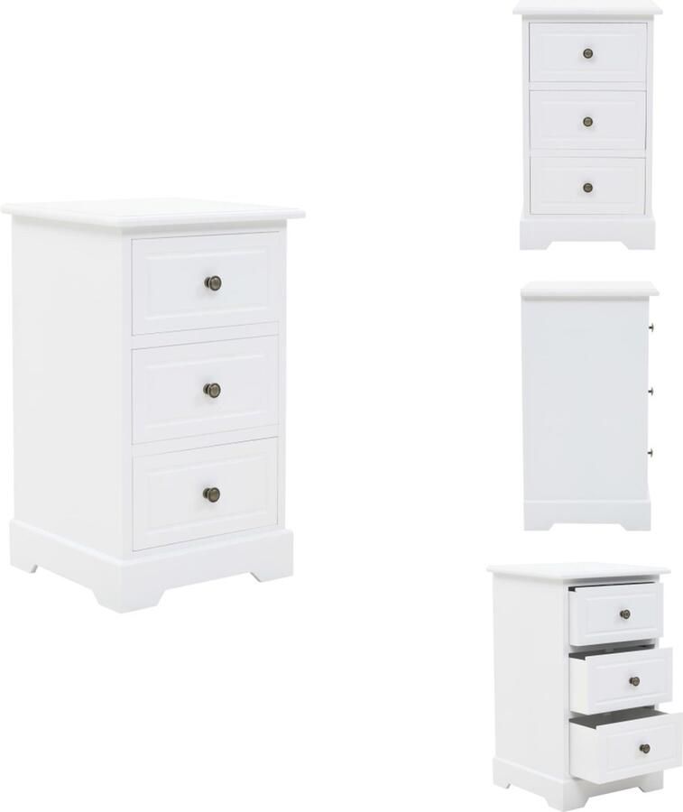 VidaXL Nachtkastje Nachtkastjes Nachtkast Nachtkasten Nachtkastje 35x32x59 cm MDF en grenenhout - Foto 2