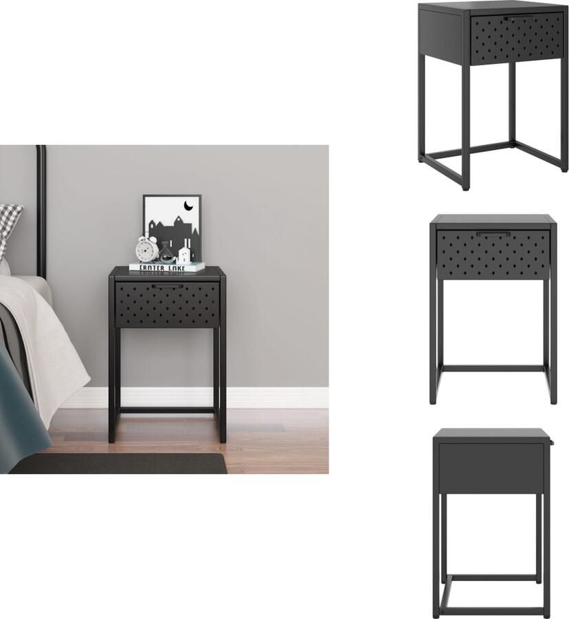 VidaXL Nachtkastje Nachtkastjes Nachtkast Nachtkasten Nachtkastje 38x35x54 cm staal antracietkleurig