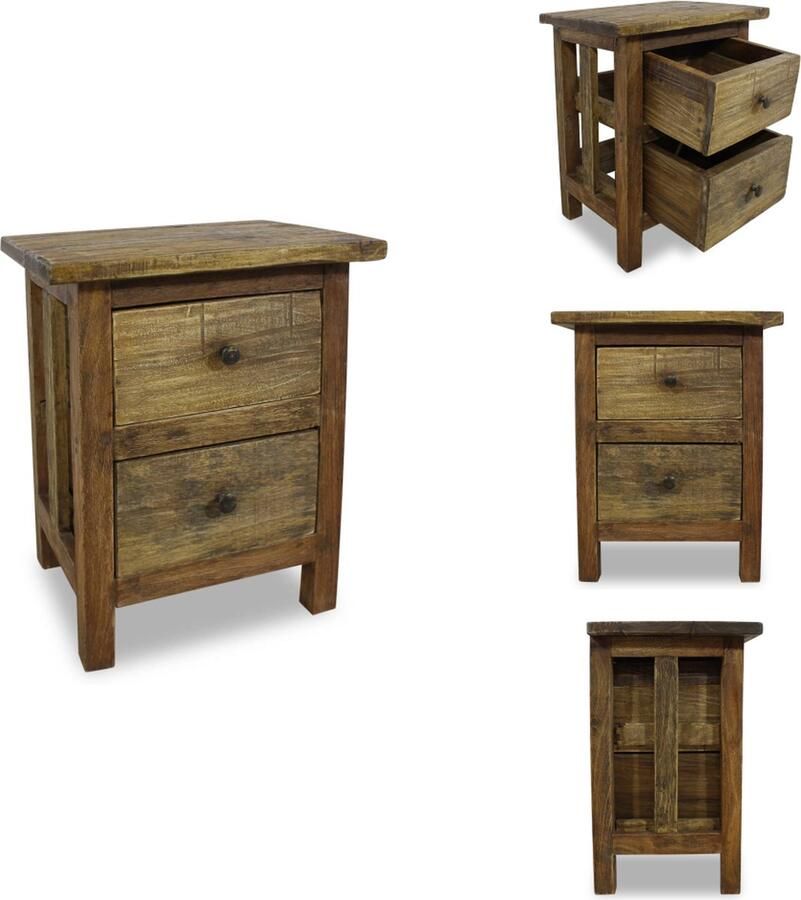 VidaXL Nachtkastje Nachtkastjes Nachtkast Nachtkasten Nachtkastje 40x30x51 cm massief gerecycled hout - Foto 2