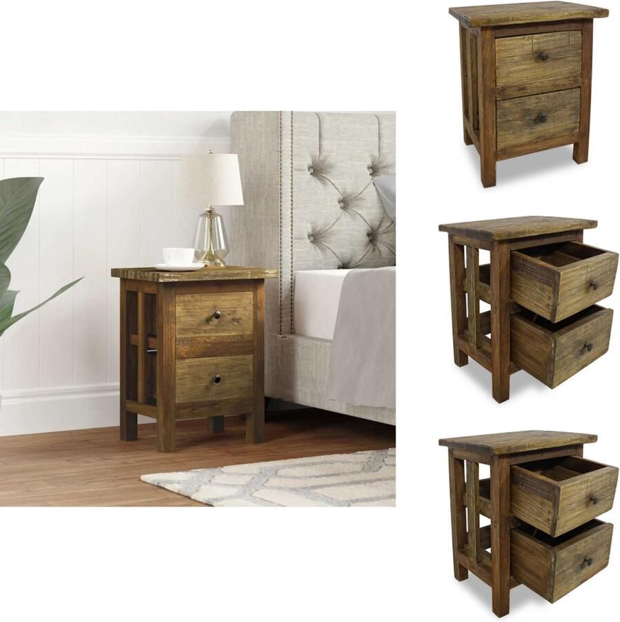 VidaXL Nachtkastje Nachtkastjes Nachtkast Nachtkasten Nachtkastje 40x30x51 cm massief gerecycled hout