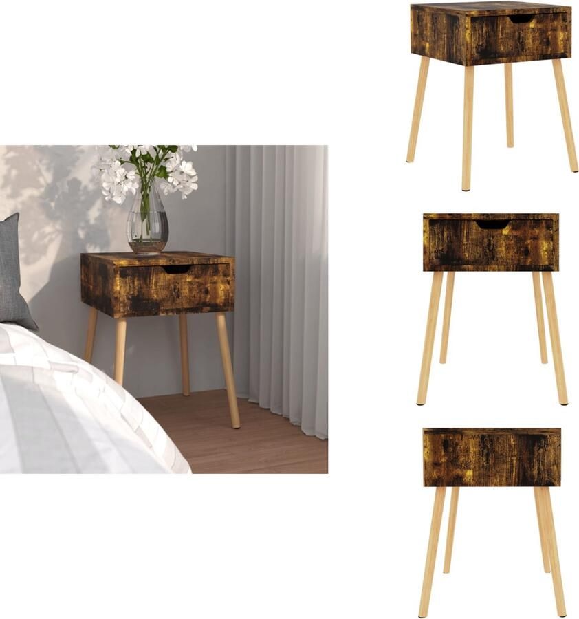 VidaXL Nachtkastje Nachtkastjes Nachtkast Nachtkasten Nachtkastje 40x40x56 cm bewerkt hout gerookt eikenkleurig