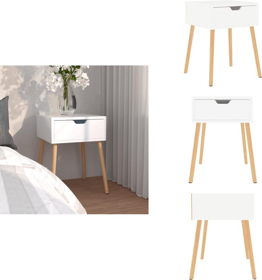 VidaXL Nachtkastje Nachtkastjes Nachtkast Nachtkasten Nachtkastje 40x40x56 cm bewerkt hout hoogglans wit