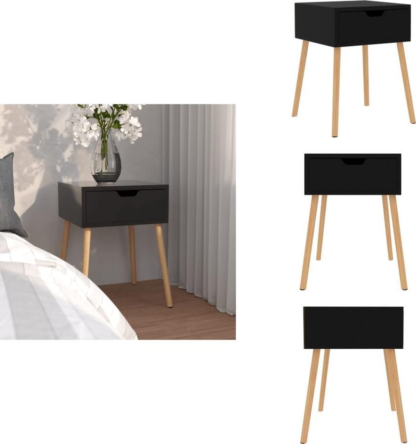 VidaXL Nachtkastje Nachtkastjes Nachtkast Nachtkasten Nachtkastje 40x40x56 cm bewerkt hout hoogglans zwart