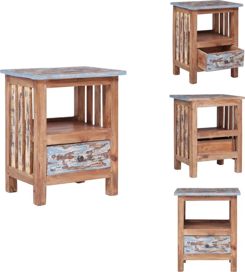 VidaXL Nachtkastje Nachtkastjes Nachtkast Nachtkasten Nachtkastje 41x30x50 cm massief gerecycled hout