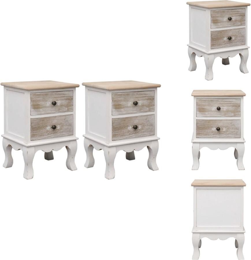 VidaXL Nachtkastje Nachtkastjes Nachtkast Nachtkasten Nachtkastjes 2 st 35x30x50 cm paulowniahout