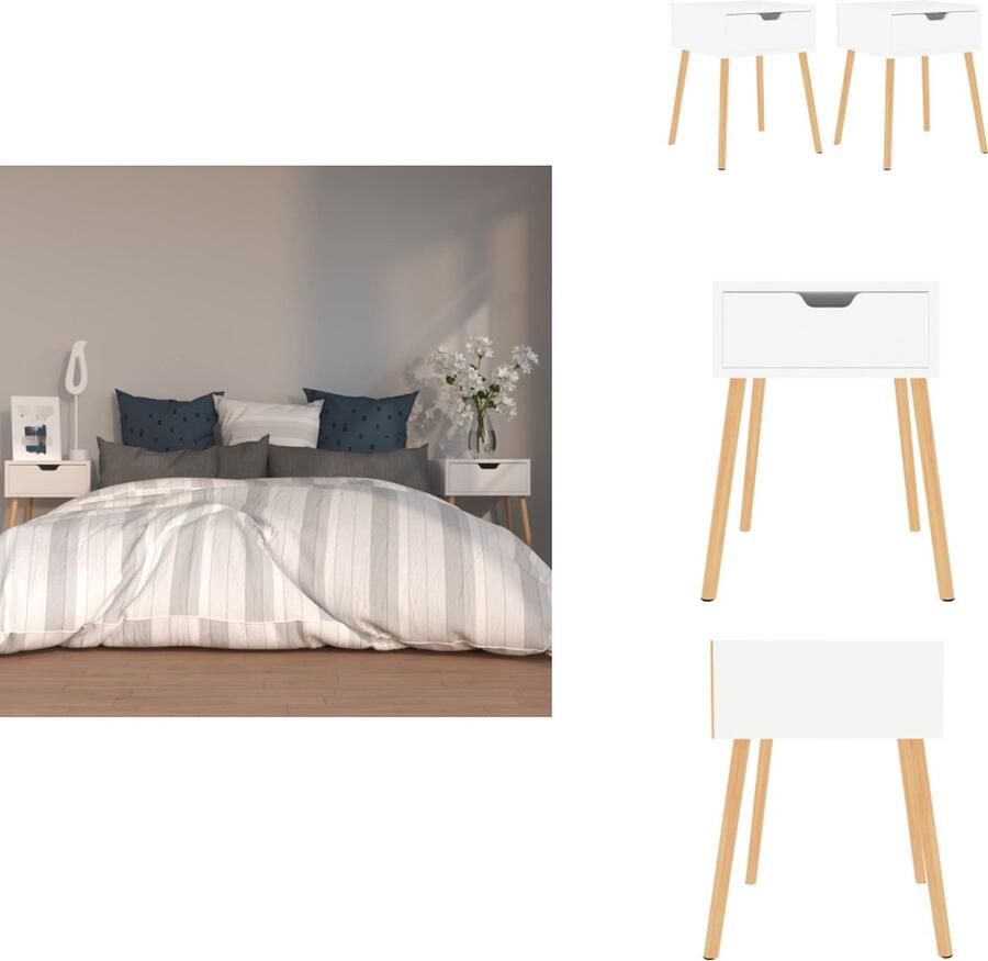 VidaXL Nachtkastje Nachtkastjes Nachtkast Nachtkasten Nachtkastjes 2 st 40x40x56 cm bewerkt hout wit