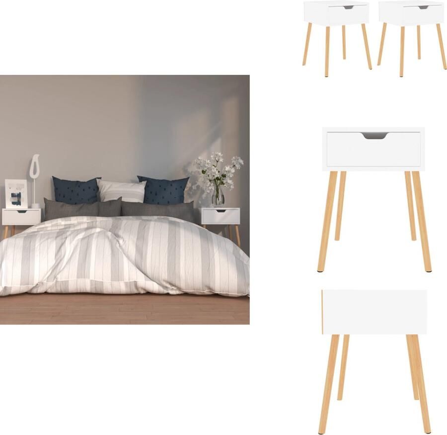 VidaXL Nachtkastje Nachtkastjes Nachtkast Nachtkasten Nachtkastjes 2 st 40x40x56 cm bewerkt hout hoogglans wit