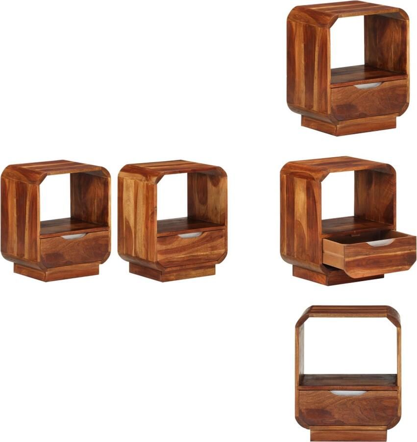 VidaXL Nachtkastje Nachtkastjes Nachtkast Nachtkasten Nachtkastjes met lade 2 st 40x30x50 cm massief sheeshamhout