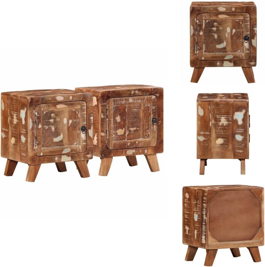 VidaXL Nachtkastje Nachtkastjes Nachtkastje 2 st 40x32x46 cm massief gerecycled hout