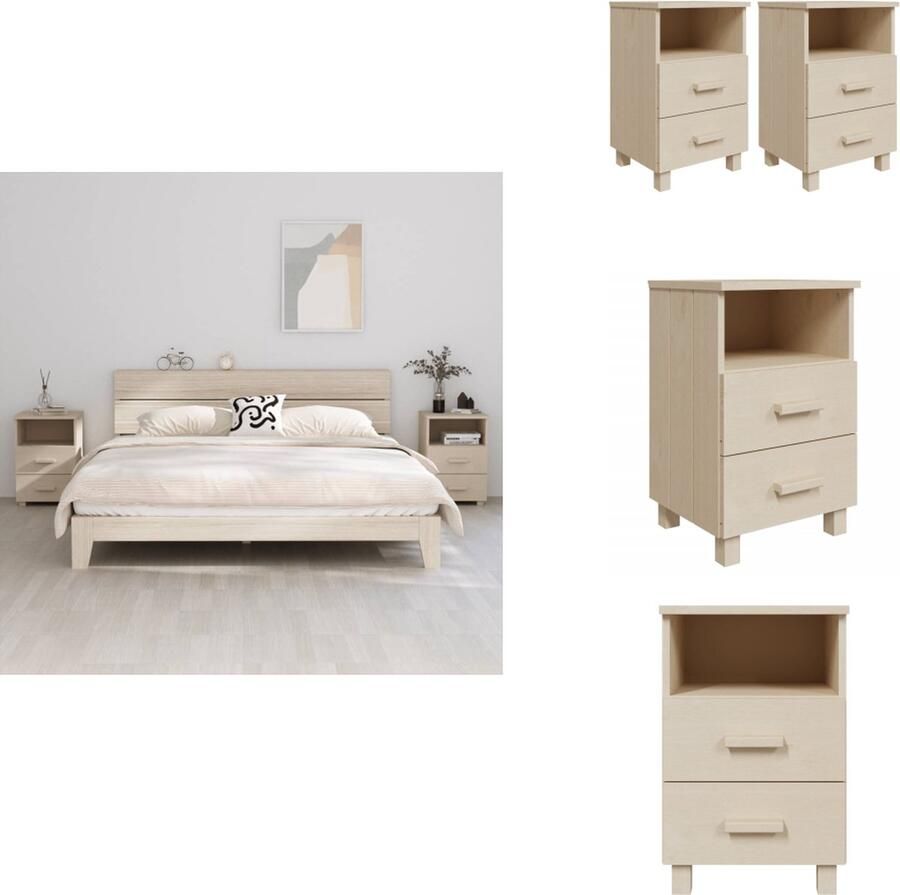 VidaXL Nachtkastje Nachtkastjes Nachtkastje Nachtkastjes HAMAR 2 st 40x35x62 cm grenenhout honingbruin