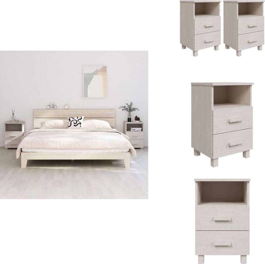 VidaXL Nachtkastje Nachtkastjes Nachtkastje Nachtkastjes HAMAR 2 st 40x35x62 cm massief grenenhout wit