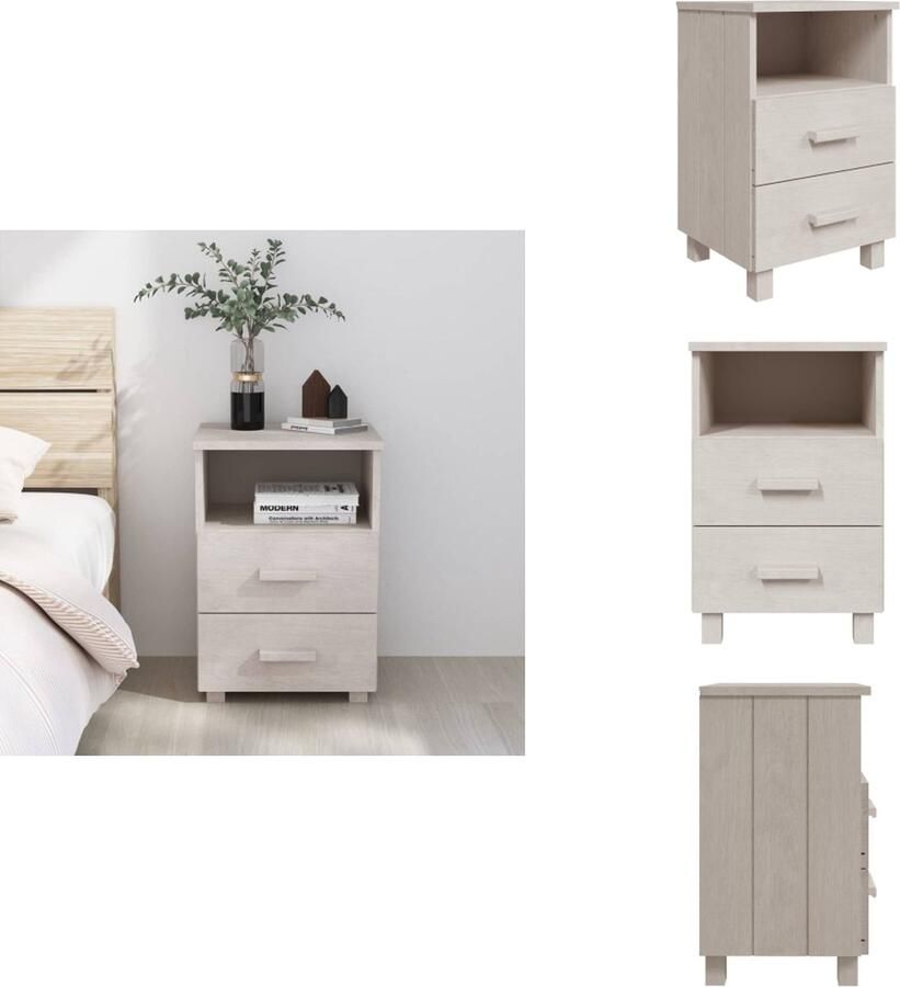 VidaXL Nachtkastje Nachtkastjes Nachtkastje Nachtkastjes Nachtkastje HAMAR 40x35x62 cm massief grenenhout wit