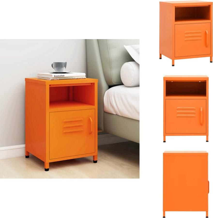 VidaXL Nachtkastje Nachtkastjes Nachttafel Nachttafels Nachtkastje 35x35x51 cm staal oranje