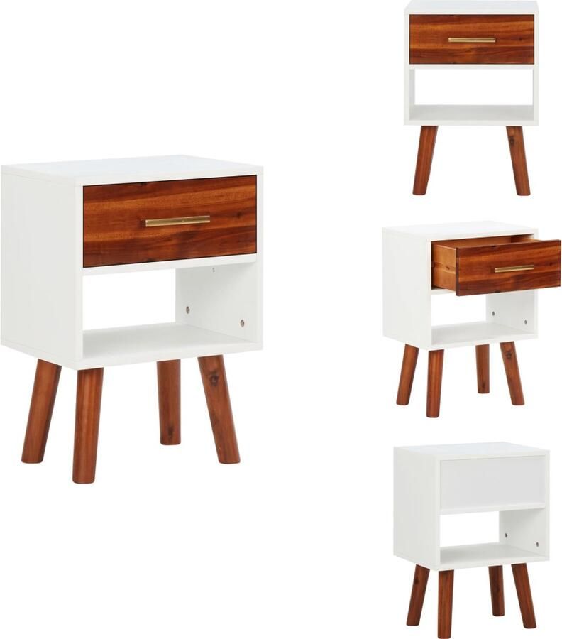 VidaXL Nachtkastje Nachtkastjes Nachttafel Nachttafels Nachtkastje 40x30x57 cm massief acaciahout