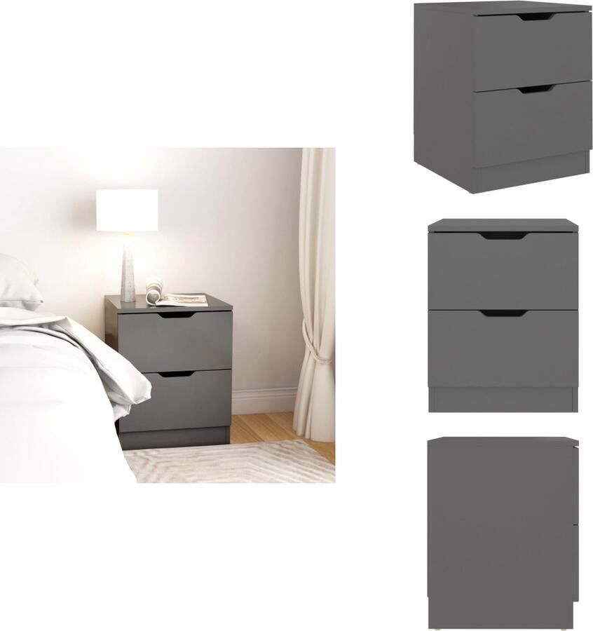 VidaXL Nachtkastje Nachtkastjes Nachttafel Nachttafels Nachtkastje 40x40x50 cm bewerkt hout grijs