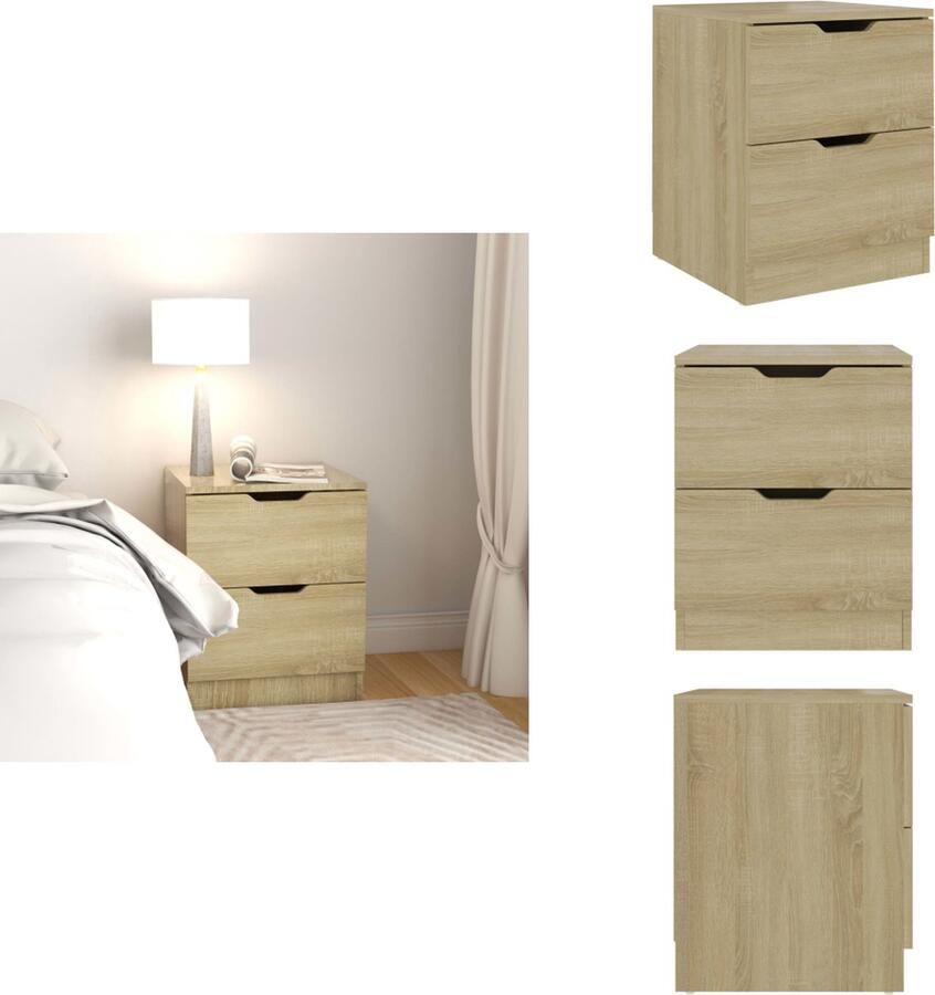 VidaXL Nachtkastje Nachtkastjes Nachttafel Nachttafels Nachtkastje 40x40x50 cm bewerkt hout sonoma eikenkleurig