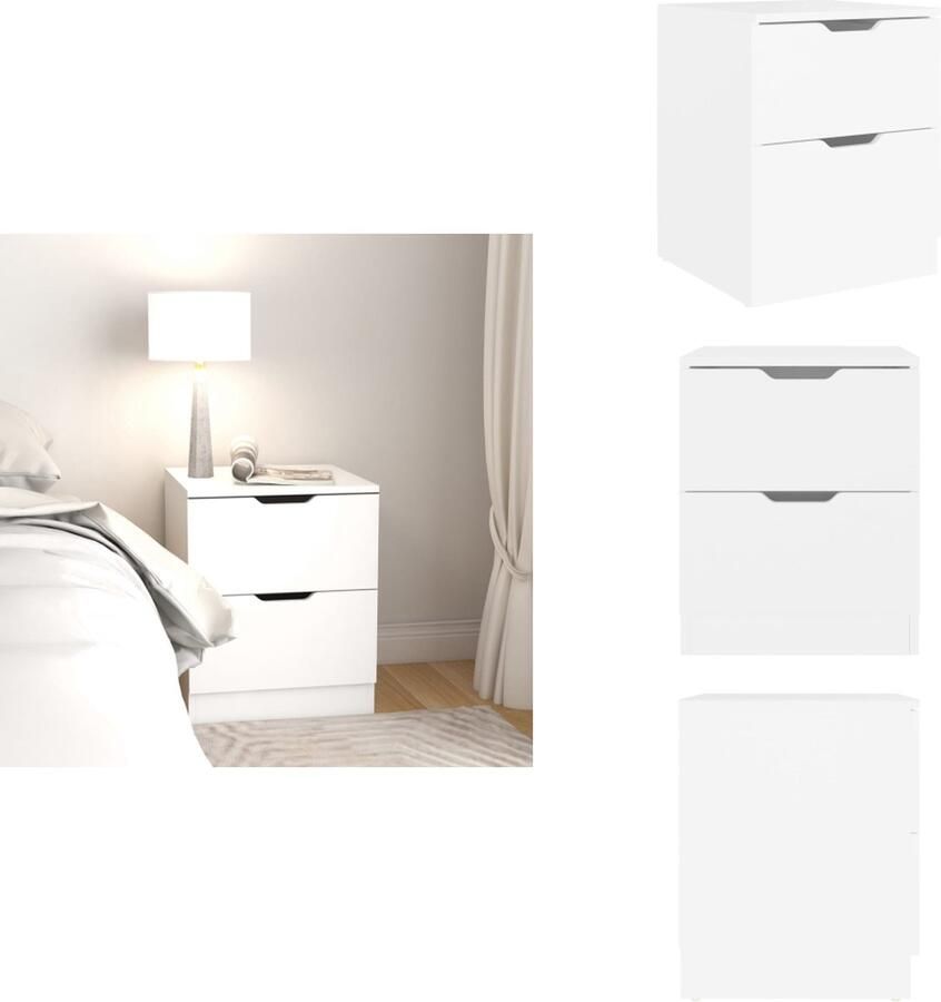 VidaXL Nachtkastje Nachtkastjes Nachttafel Nachttafels Nachtkastje 40x40x50 cm bewerkt hout wit