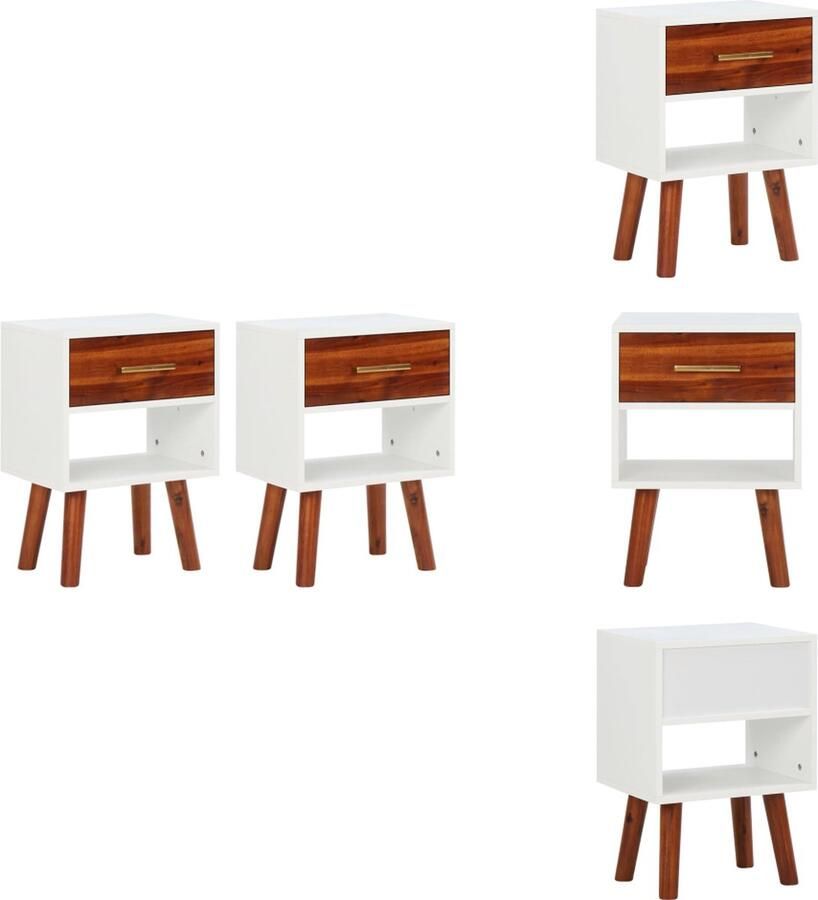 VidaXL Nachtkastje Nachtkastjes Nachttafel Nachttafels Nachtkastjes 2 st 40x30x57 cm massief acaciahout