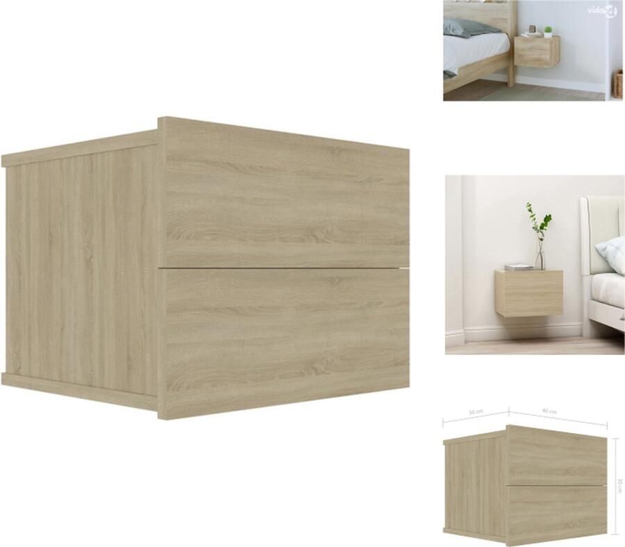 VidaXL Nachtkastje Nachtkastjes Nachttafeltje Nachttafeltjes Nachtkastje 40x30x30 cm bewerkt hout sonoma eikenkleurig