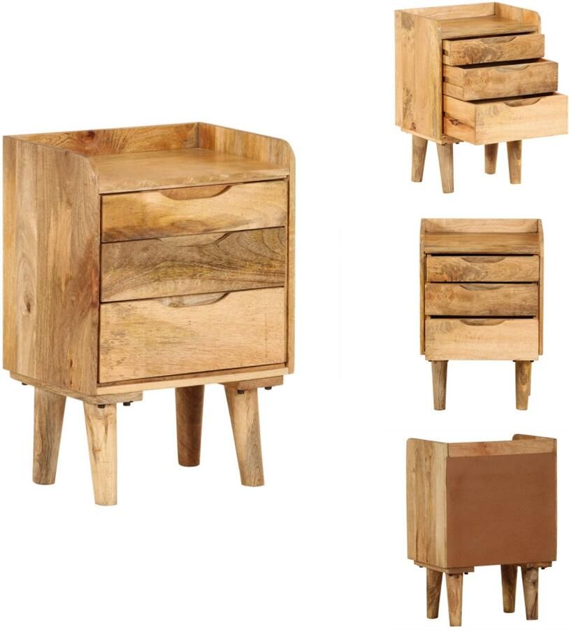 VidaXL Nachtkastje Nachtkastjes Nachttafeltje Nachttafeltjes Nachtkastje 40x30x59 5 cm massief mangohout